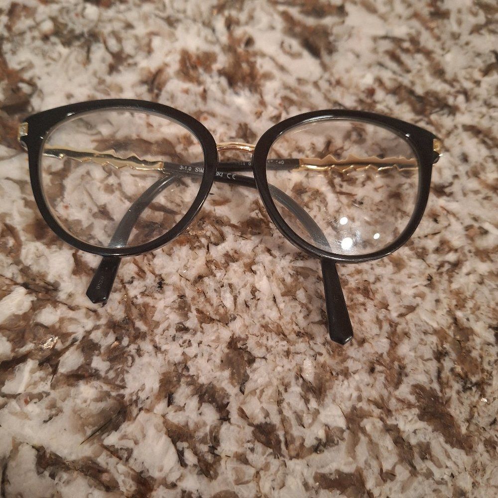 Swarovski Black and Gold Women's Eyeglasses
